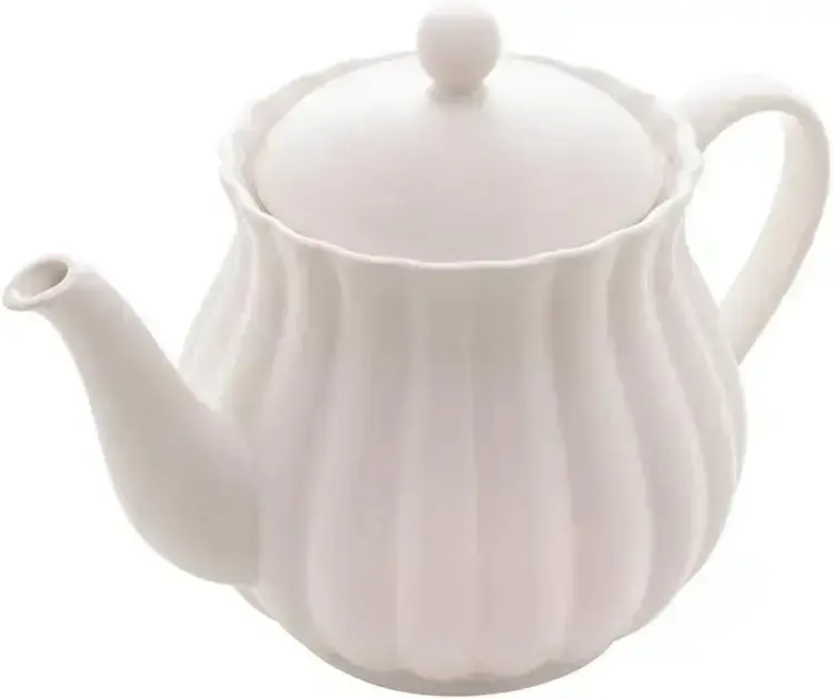 6. Bule de Chá de Porcelana Pétala Branco Matt 950ml - Wolff